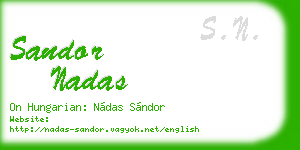 sandor nadas business card